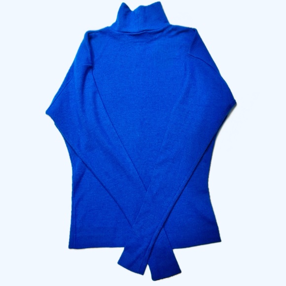🧥👜 TODD OLDHAM for CONGOVID Ribbed Wool Turtleneck | Royal Blue 90s Minimalist S - Picture 2 of 4